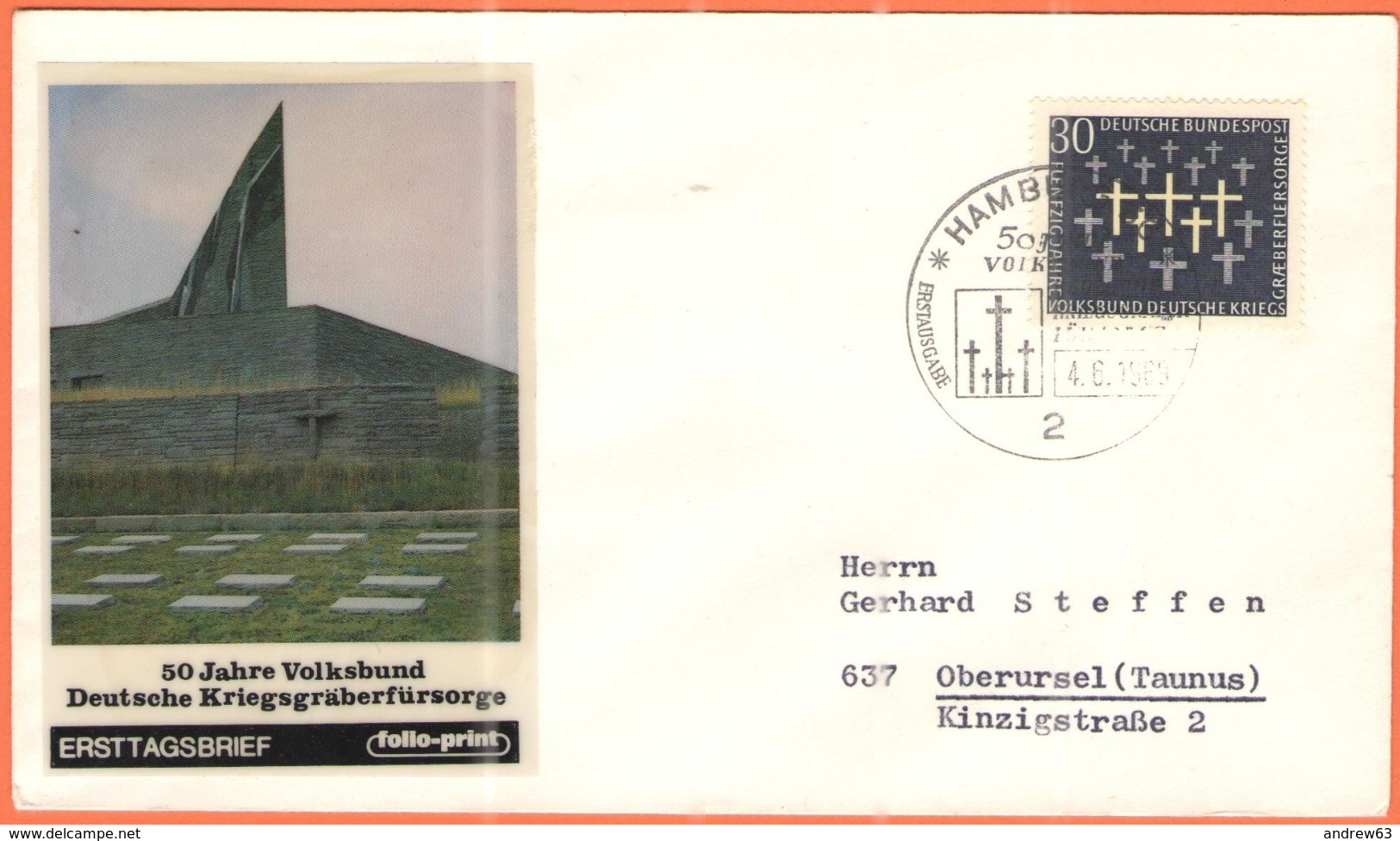 GERMANIA - GERMANY - Deutschland - ALLEMAGNE - 1969 - 50 Jahre Volksbund Deutsche Kriegsgräberfürsorge - FDC - Hamburg - Autres & Non Classés