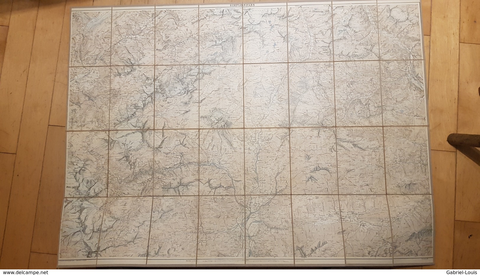 Schweiz - Simplon 50'000 - 1925 - Bon état - Collée Sur Du Tissu  ~ 100 X 75 Cm - Mapas Geográficas