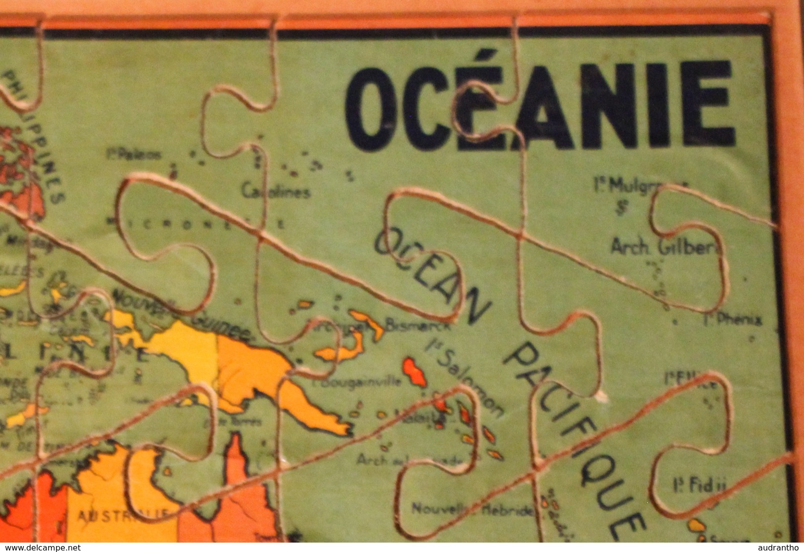 Rare Très Ancien Puzzle En Bois OCEANIE Australie 20 Pièces GB Et Cie NK Atlas Paris Années 50? - Puzzle Games