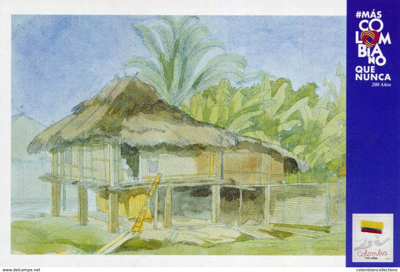 Lote PEP1343, Colombia, 2019, Entero Postal, Postcard, Historia, History, Choco, Edward Mark Watercolor - Colombia
