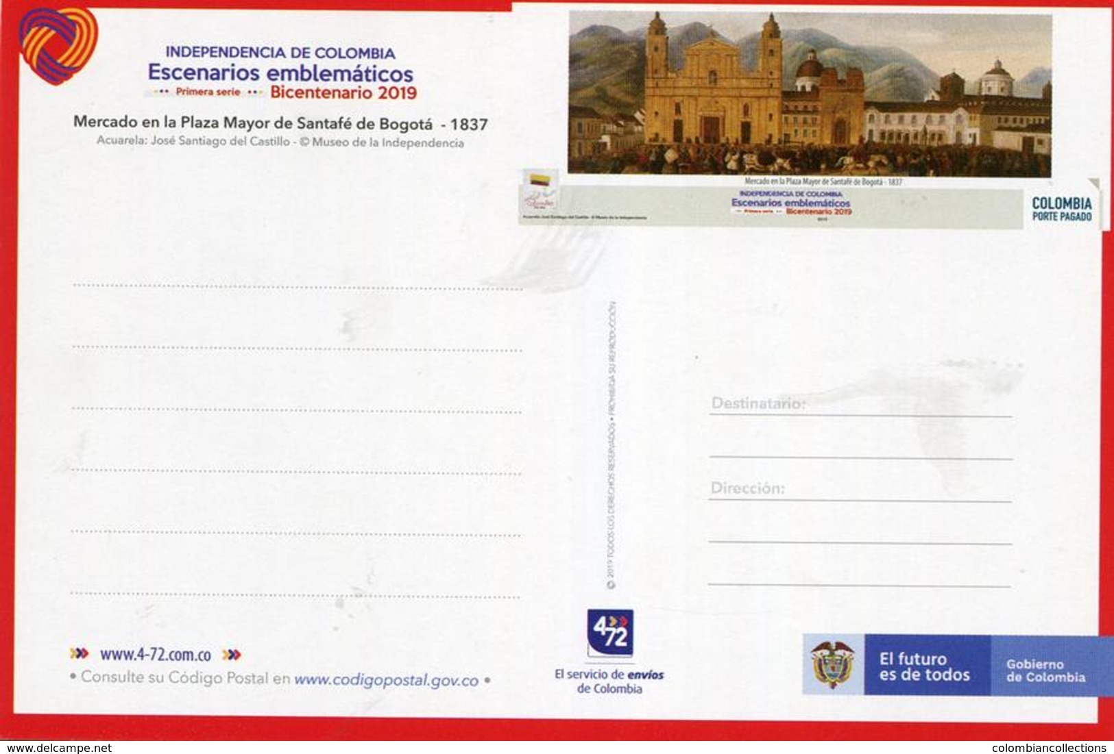 Lote PEP1349, Colombia, 2019, Entero Postal, Postcard, Historia, History, Santa Fe De Bogota, Horse, Church, Mountain - Colombia