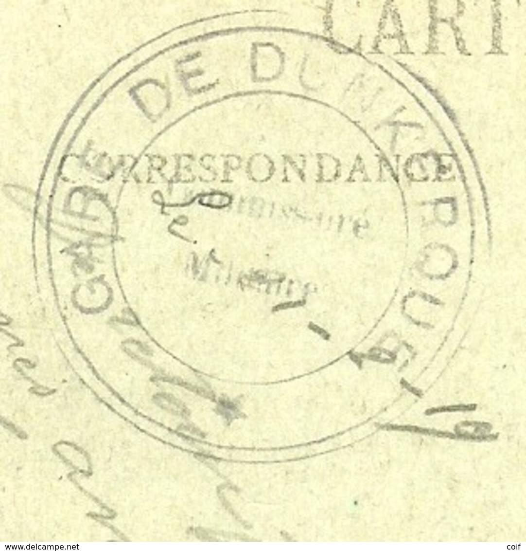 Kaart Stempel GARE DE DUNKERQUE / Correspondance Militaire - Belgische Armee