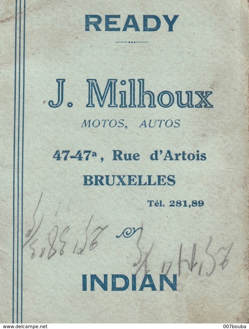 Bruxelles - Calendrier Motocycliste 1928 - J. Milhoux (Ateliers /  Autos, Motos ) - Petit Format : 1921-40