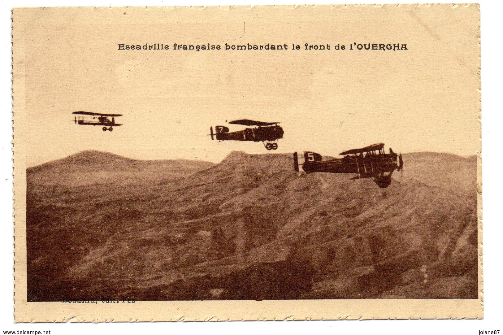 CPA    LA GUERRE AU MAROC      ESCADRILLE FRANCAISE BOMBARDANT LE FRONT DE L OUERGHA - Guerres - Autres