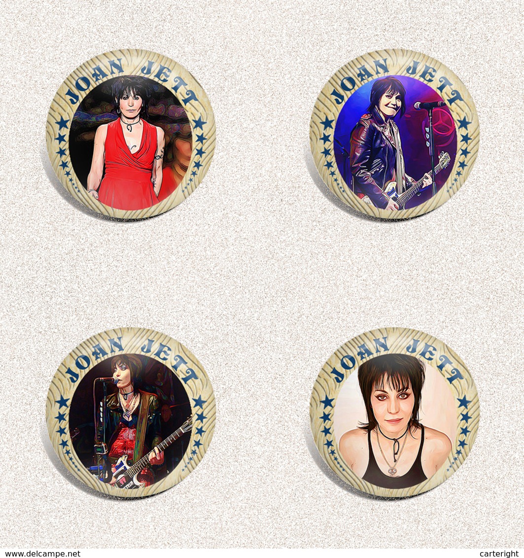 Joan Jett Music Fan ART BADGE BUTTON PIN SET 2 (1inch/25mm Diameter) 70 DIFF - Music