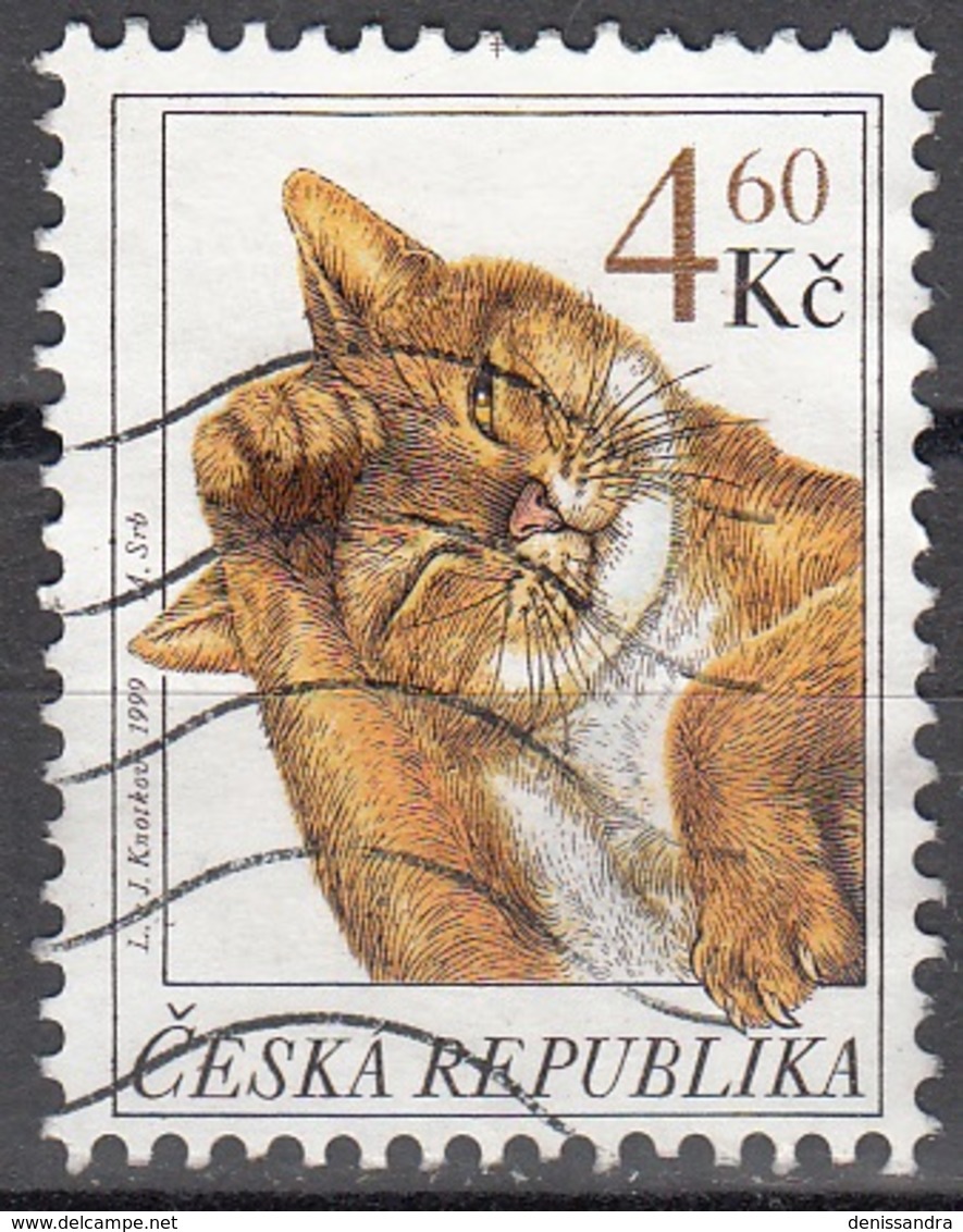 Ceska Republika 1999 Michel 204 O Cote (2009) 0.30 € Chat - Oblitérés