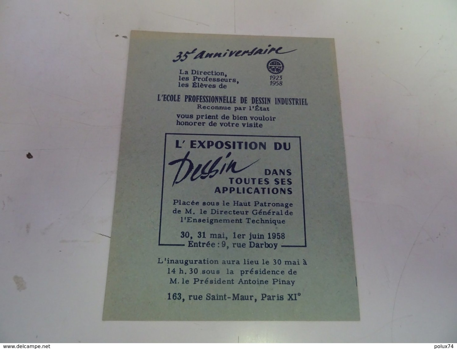 EPDI  ECOLE PROFESSIONNELLE DE DESSIN INDUSTRIEL  1958 - Diplômes & Bulletins Scolaires