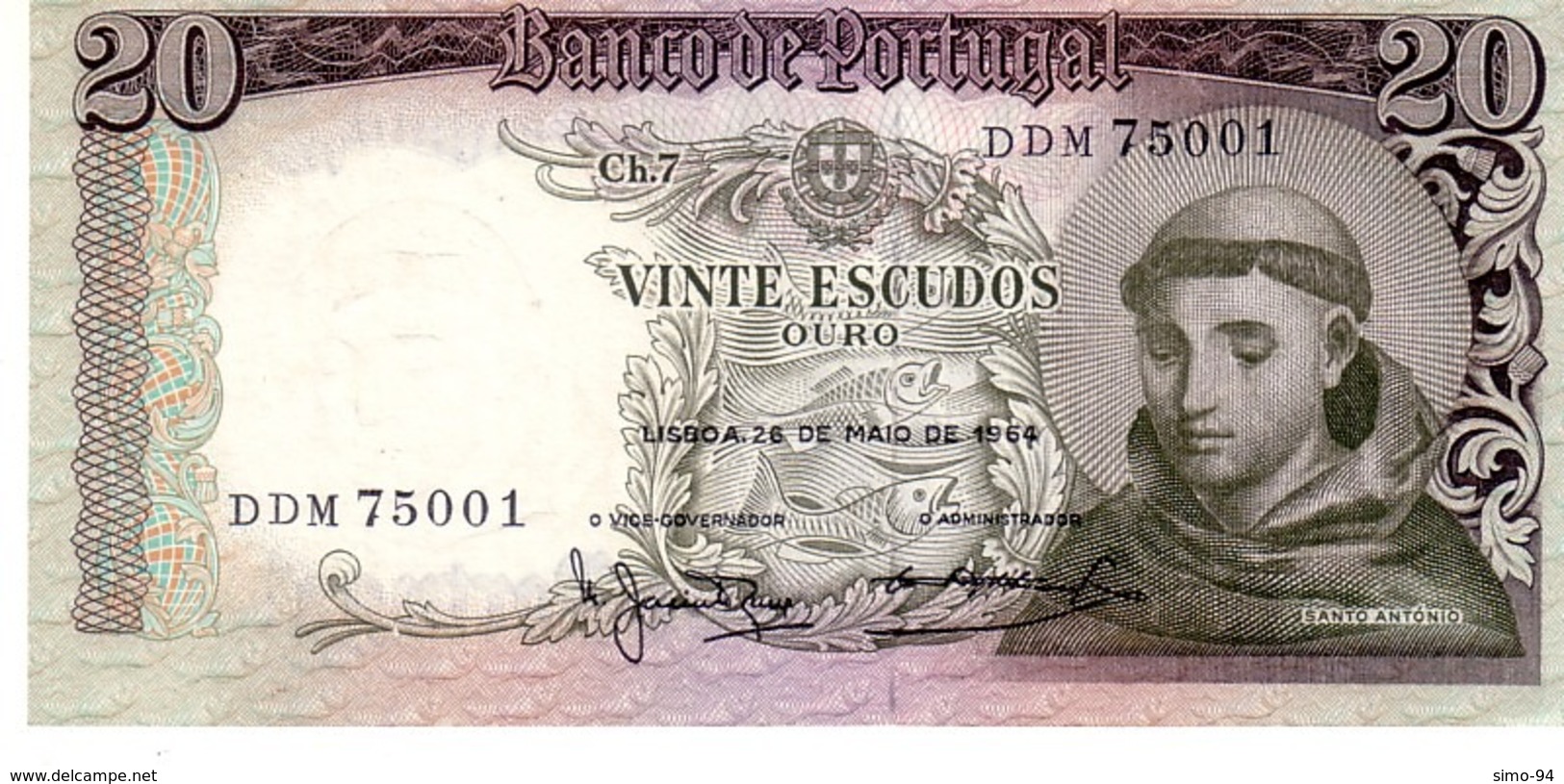 Portugal P.167 20 Escudos 1964 Unc - Portogallo