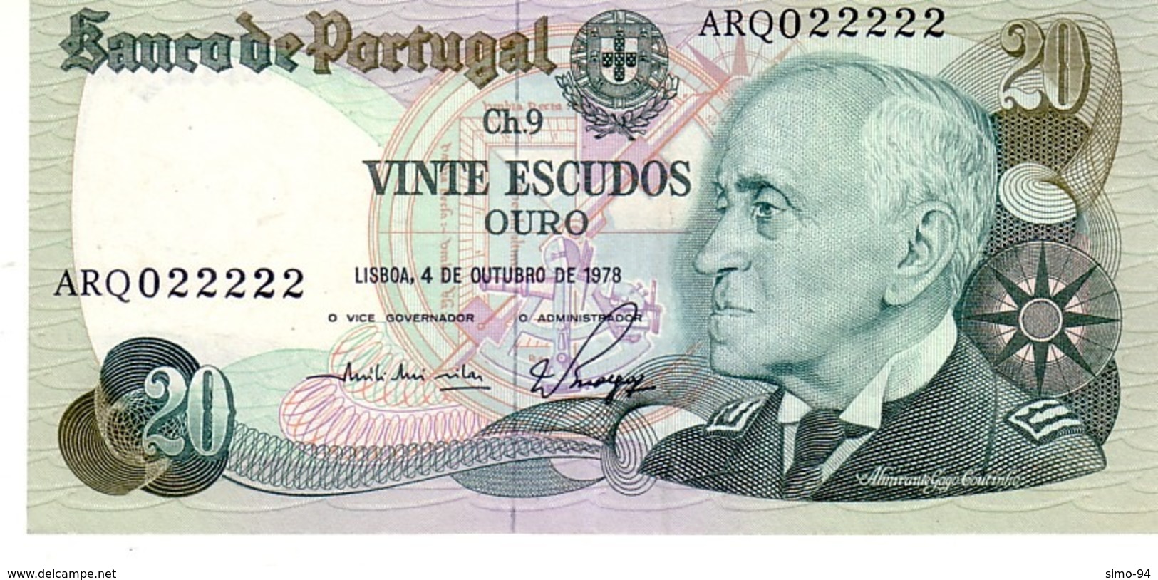 Portugal P.176b 20 Escudos 1978 Unc - Portogallo