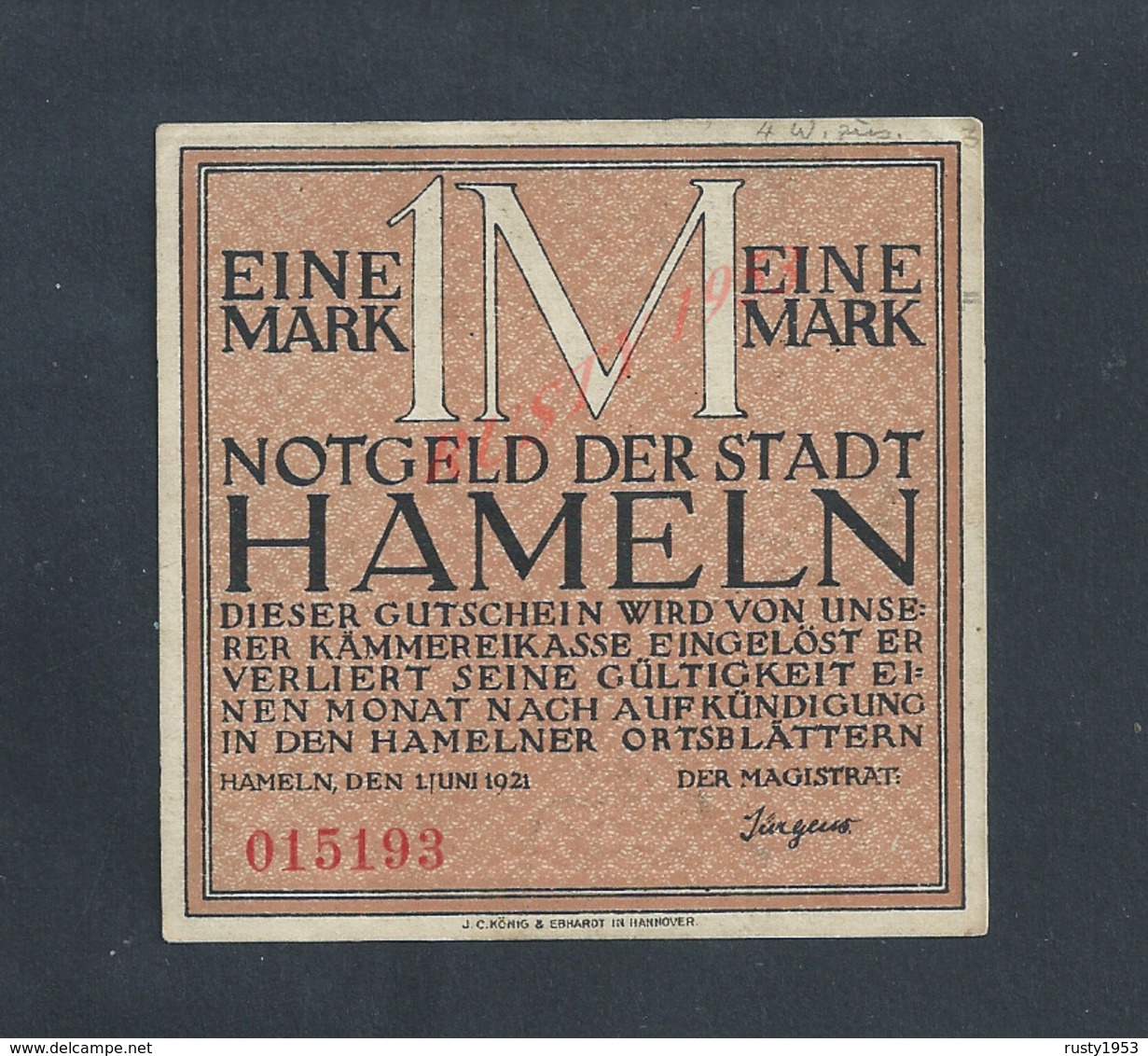 ALLEMAGNE BILLET DE BANQUE DE 1921 : - Bank En Verzekering