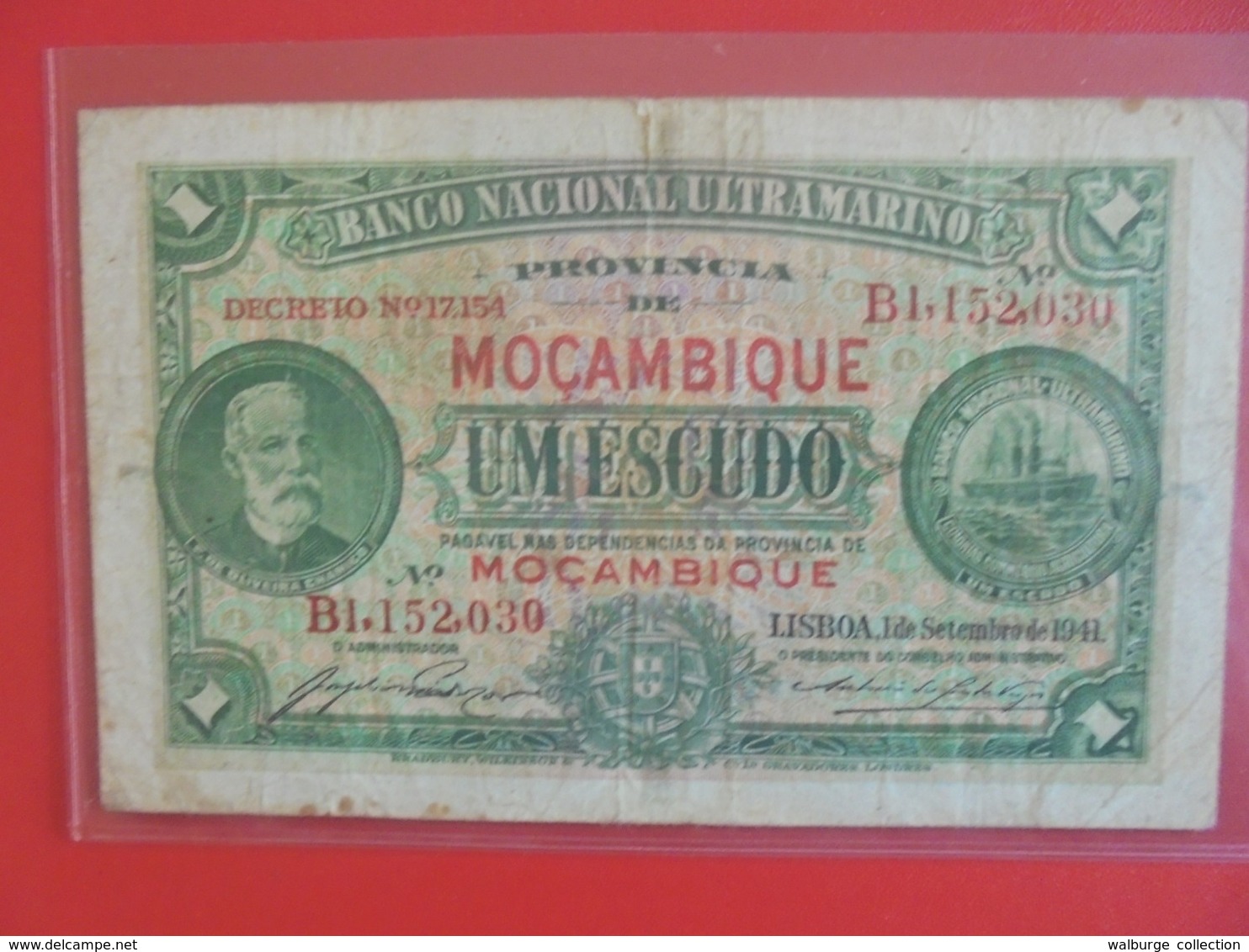 MOZAMBIQUE 1 ESCUDO 1941 CIRCULER (B.6) - Mozambique