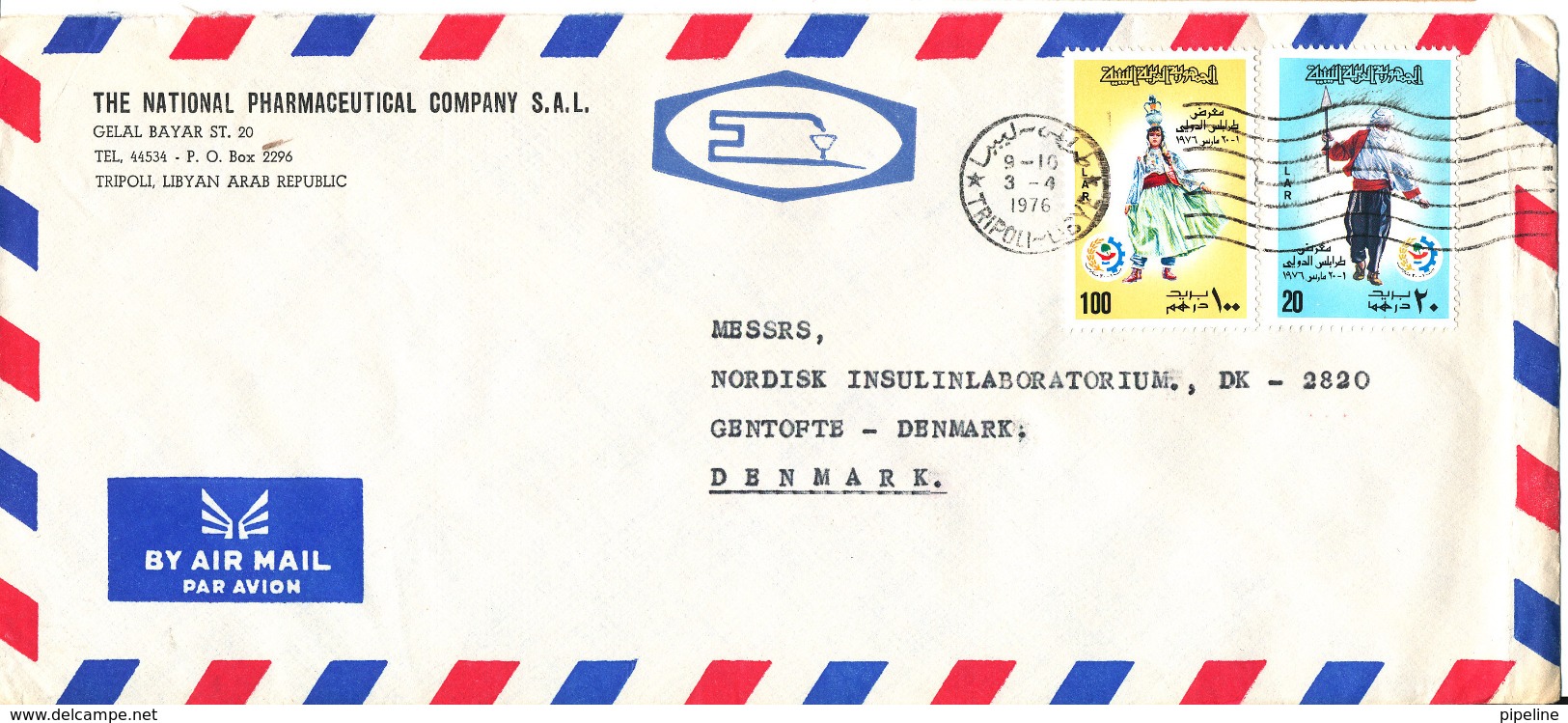 Libya Air Mail Cover Sent To Denmark 3-4-1976 Topic Stamps - Libya
