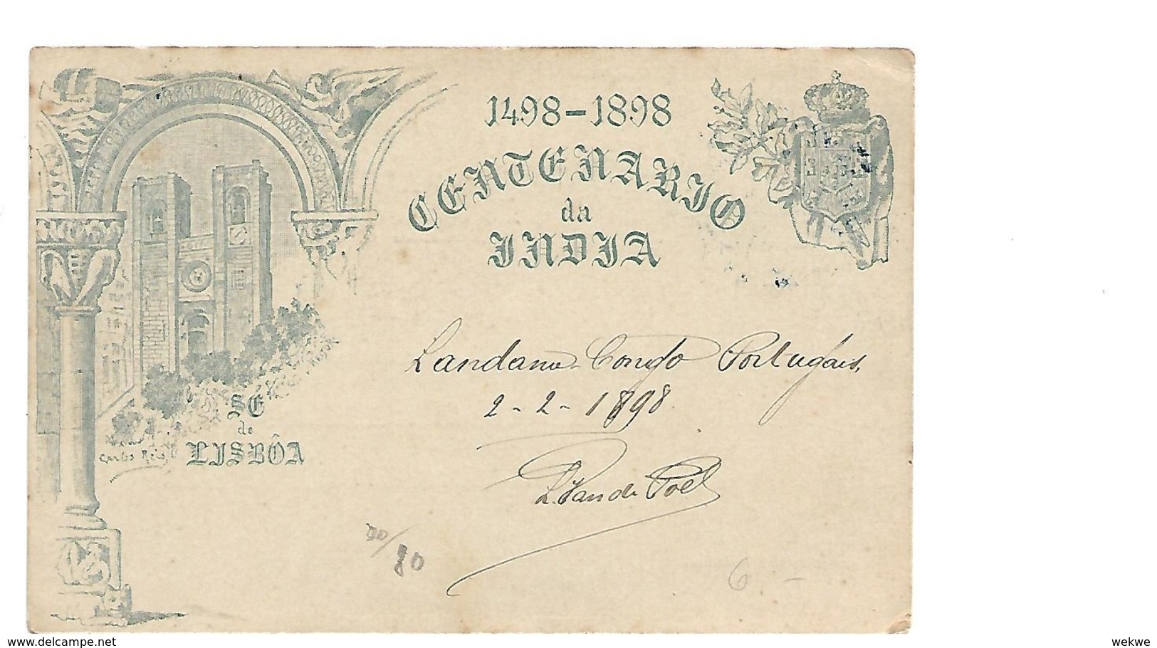Por183 / PORTUGAL -  AFRIKA , Ascher Nr 2, Vasco Da Gama 1898 Mit Stempel Landana (Angola) Nach Belgien Versandt - Portuguese Africa
