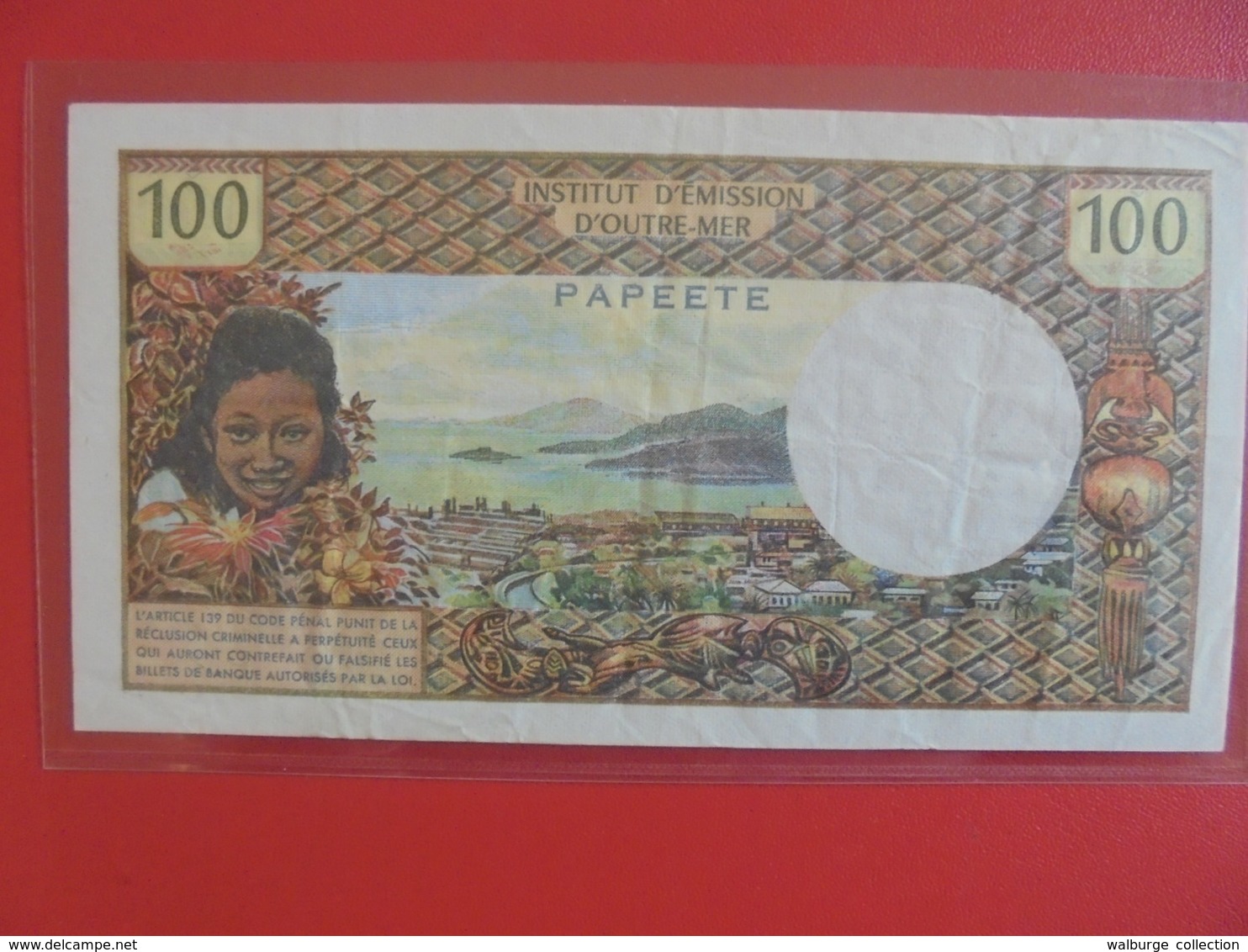 TAHITI-PAPEETE 100 FRANCS 1969-1973 BELLE QUALITE CIRCULER (B.6) - Papeete (Polynésie Française 1914-1985)