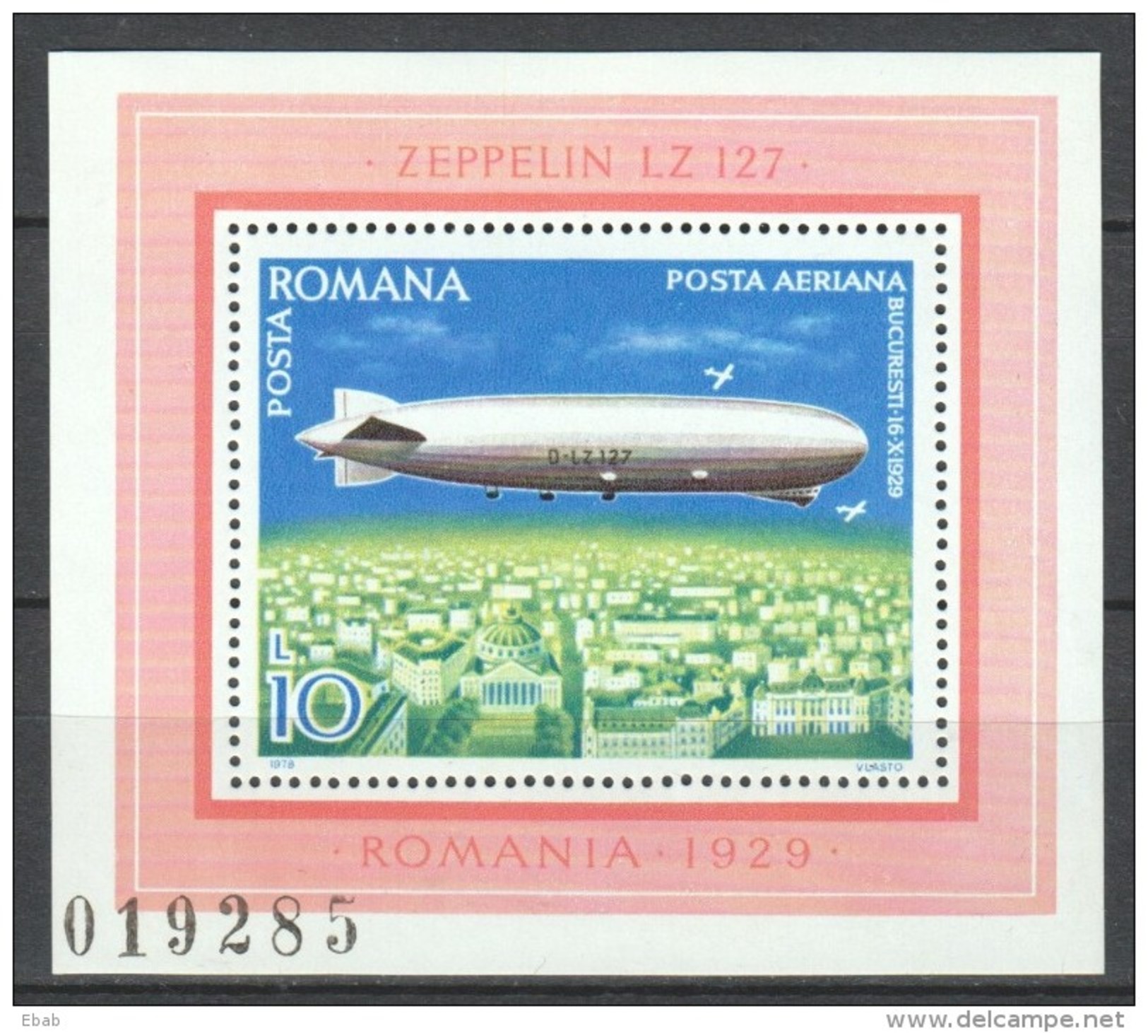 Romania 1978  Mi Block 148  MNH - Zeppelines