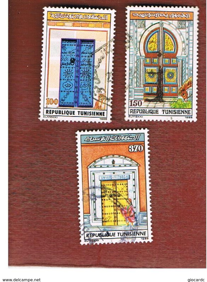 TUNISIA - SG 1165.1167  -    1988  TUNIS DOORWAYS  & FOUNTAINS  - USED ° - Tunisia (1956-...)