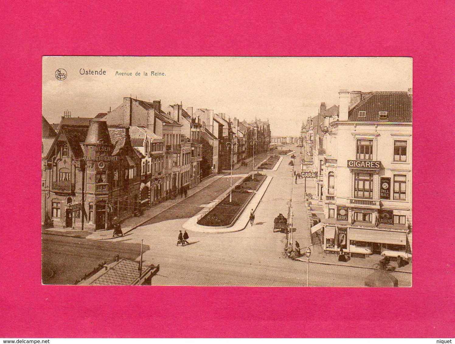 Belgique, Flandre Oc., Ostende, Avenue De La Reine, Animée, Charette, Commerces, (Thill) - Oostende