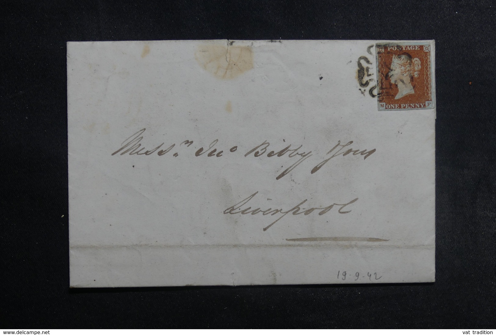 ROYAUME UNI - Affranchissement N°3 Sur Lettre Pour Liverpool En 1842, Oblitération De St. Helens Au Verso - L 41932 - Covers & Documents