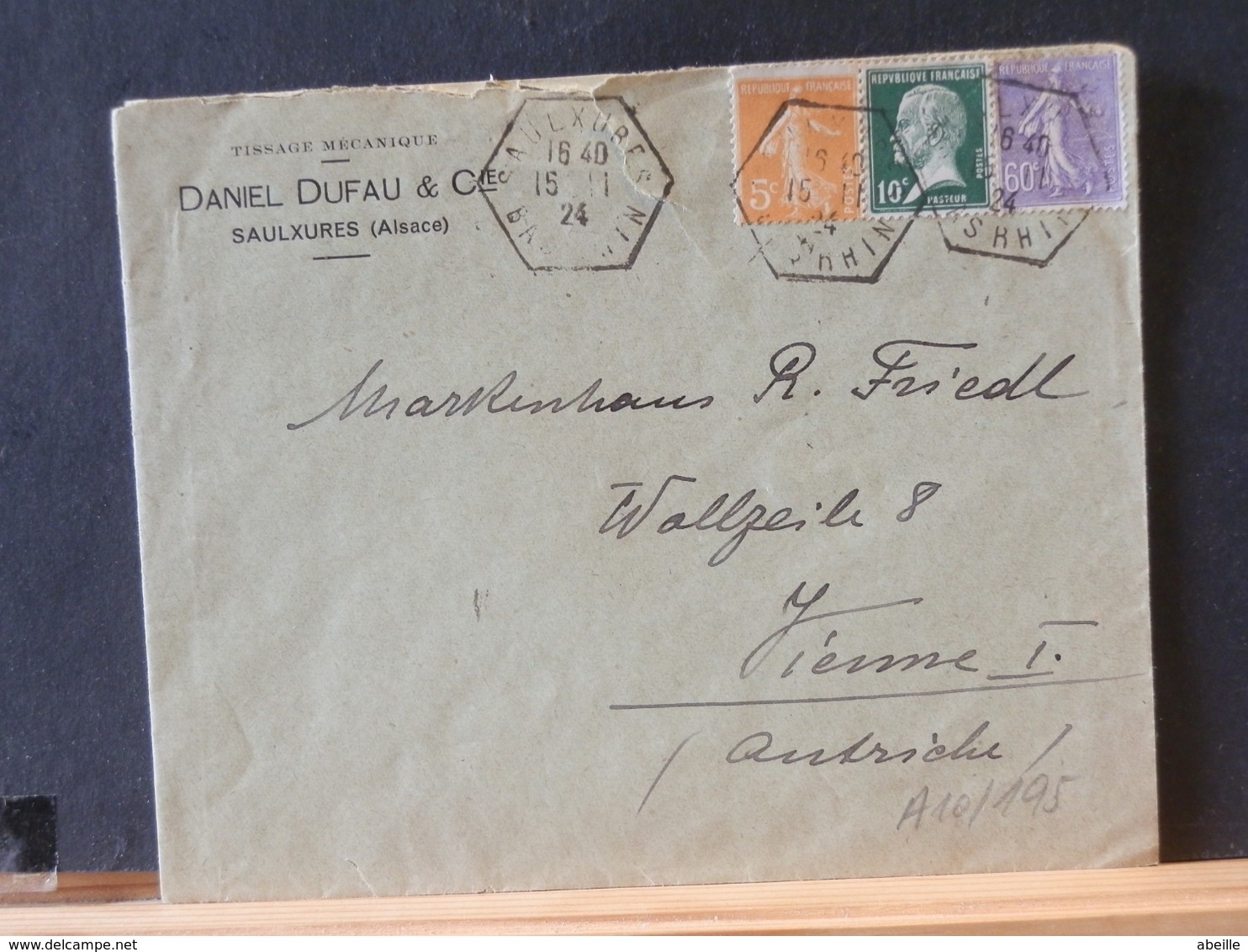 A10/195 LETTRE FRANCE 1924  OBL. SAULXURES  AFFRICHEMENT TRIOCOLORE - Covers & Documents