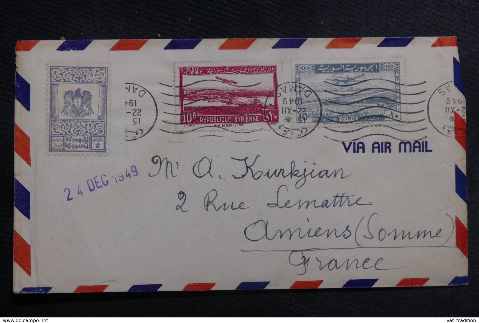 SYRIE - Enveloppe De Damas Pour La France En 1949 Par Avion, Affranchissement Plaisant - L 41942 - Syrie