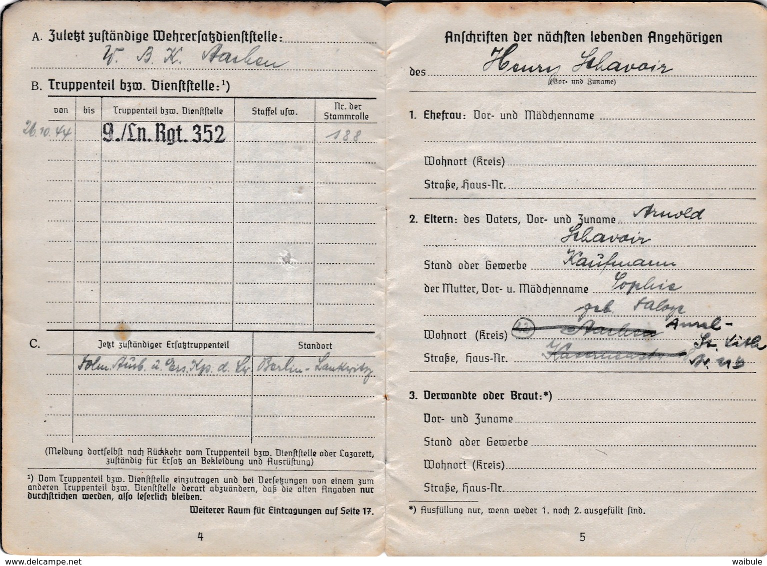 Soldbuch Luftwaffe Passeport Personalausweis De HS (Saint Vith Amel) 1945 Ww2 Armée De L'air Aviation - Documents