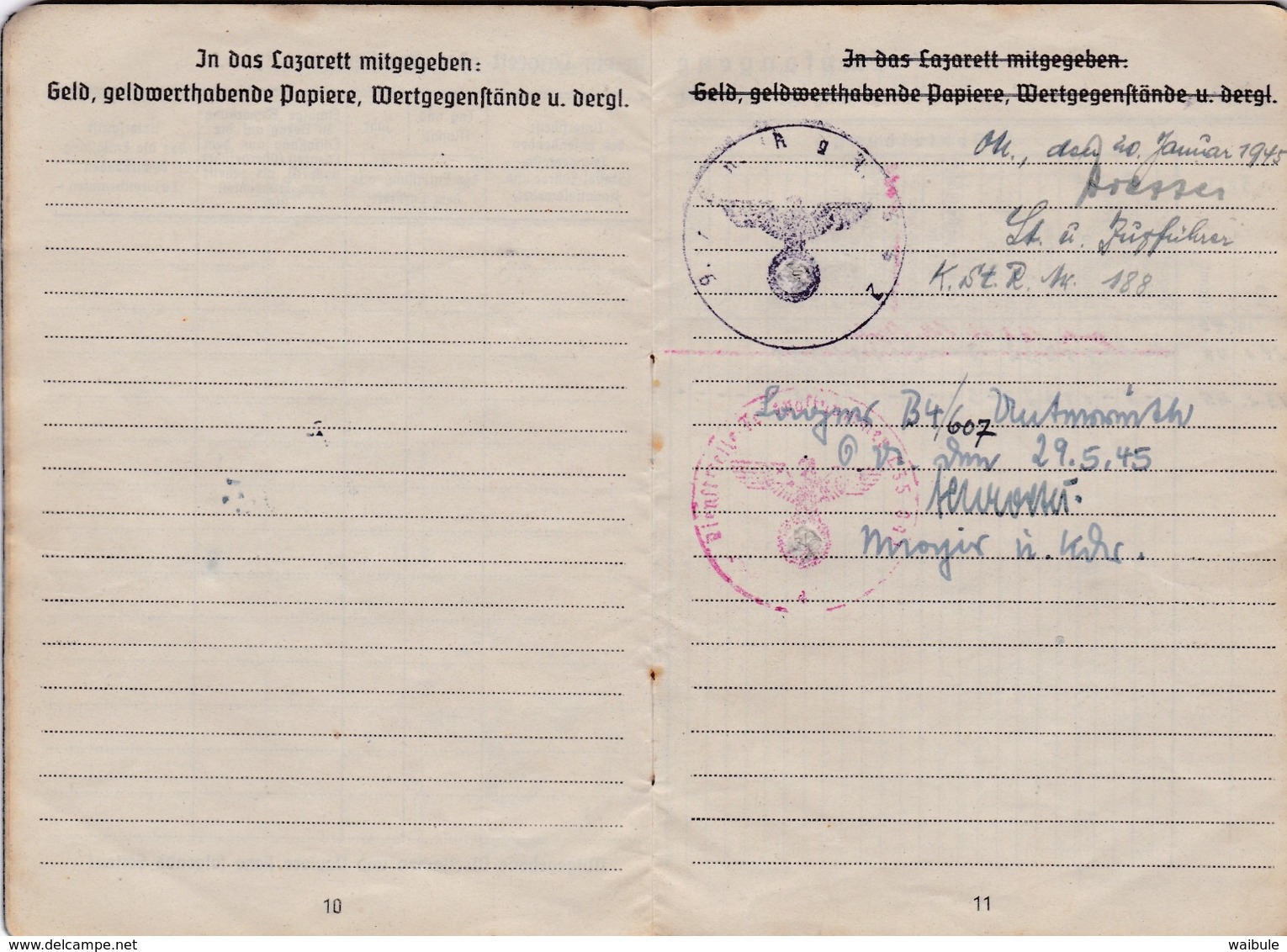 Soldbuch Luftwaffe Passeport Personalausweis De HS (Saint Vith Amel) 1945 Ww2 Armée De L'air Aviation - Documents