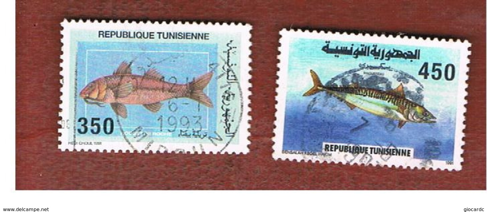 TUNISIA - SG 1209.1210  -    1991 FISHES  - USED ° - Tunisia (1956-...)