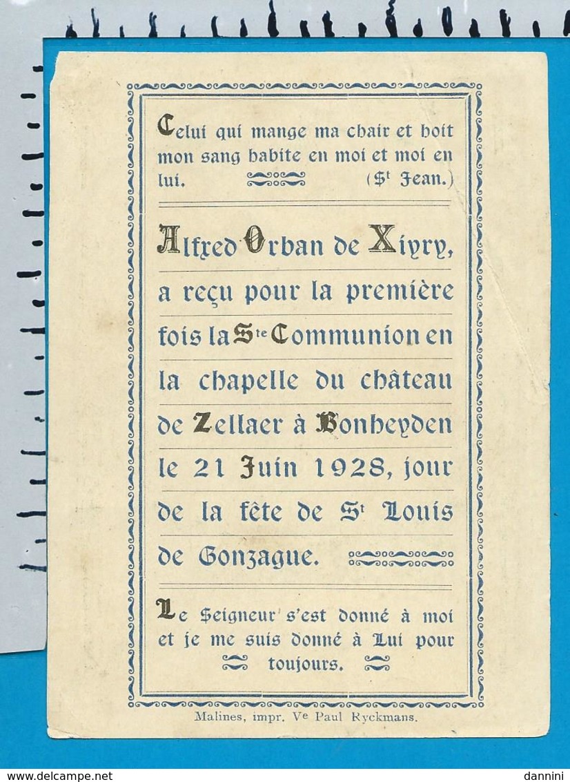 Holycard    K. Van De Vyvere - Petyt    Orban De Xiyry   Chàteau De Zellaer   Bonheiden - Images Religieuses