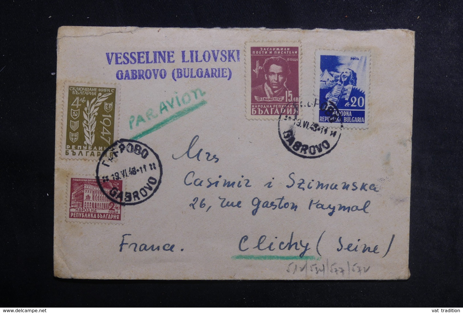 BULGARIE - Enveloppe De Grabovo Pour La France En 1948, Affranchissement Plaisant - L 41961 - Briefe U. Dokumente