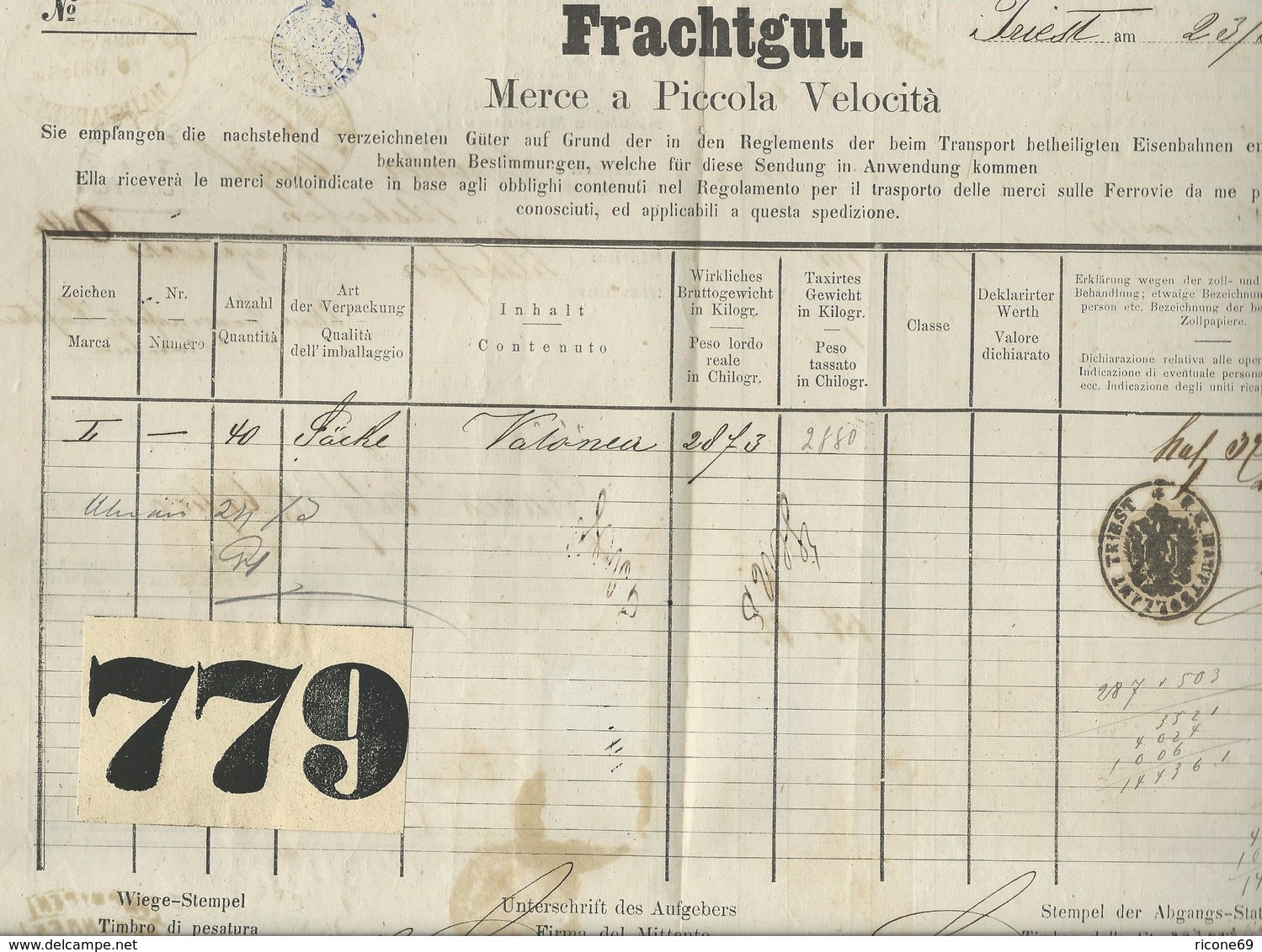Bayern 1876, Haidhausen, Vilshofen, Kufstein, Frachtschein M. Güter Exped. Stpl. - Sonstige & Ohne Zuordnung