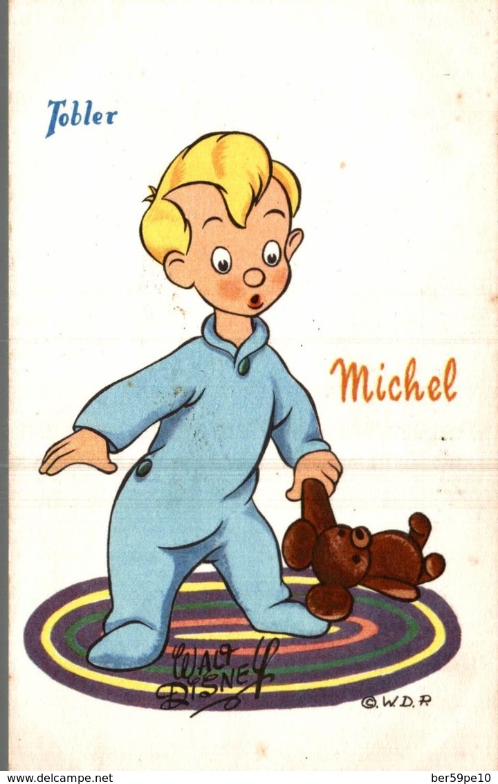 CARTE POSTALE PUBLICITAIRE CHOCOLATS TOBLER WALT-DISNEY  MICHEL - Autres & Non Classés