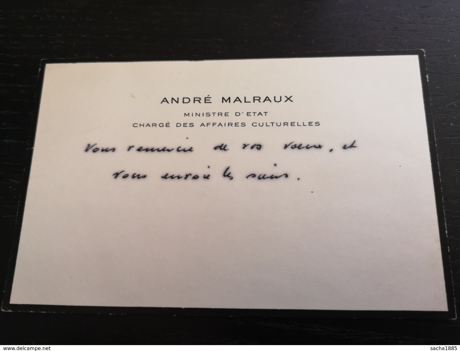 André Malraux - Carte De Voeux Autographe - Other & Unclassified