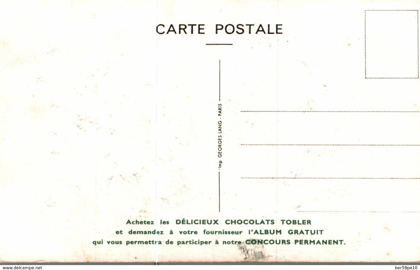 CARTE POSTALE PUBLICITAIRE CHOCOLATS TOBLER WALT-DISNEY  PIERRE - Autres & Non Classés