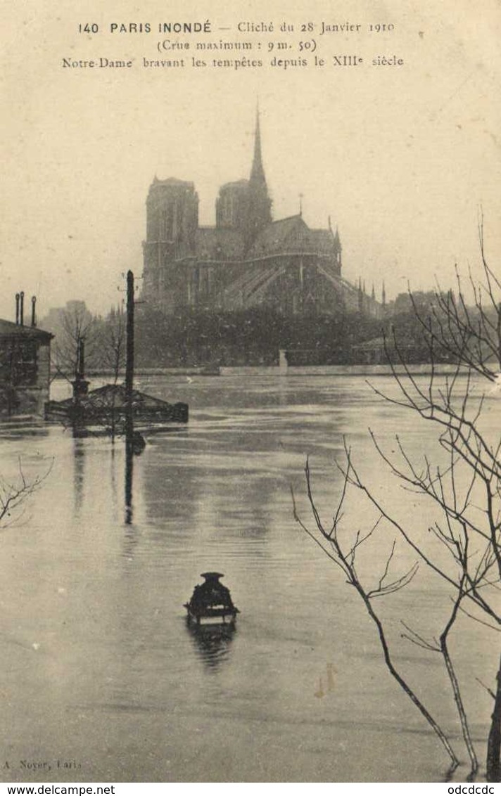 PARIS INONDE  Cliché Du 28 Janvier 1910 Notre Dame Bravant Les Tempetes Depuis Le XIIIe Siècle - Überschwemmung 1910