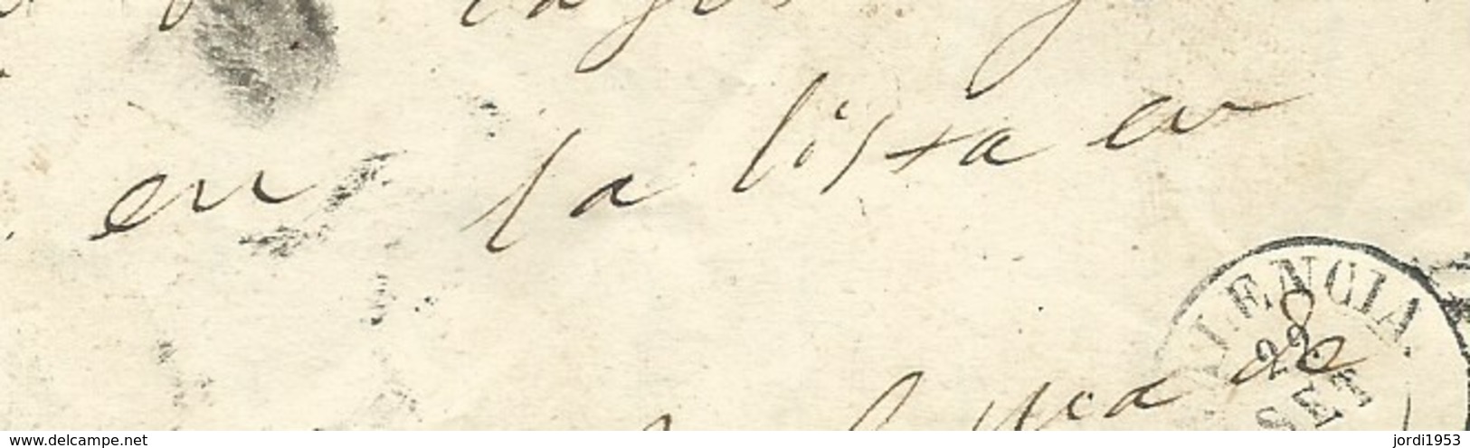 Carta De Valencia A Palma, 22.09.1854 - Anotado "en La Lista" Mat, Parrilla Abierta De Valencia - Cartas & Documentos