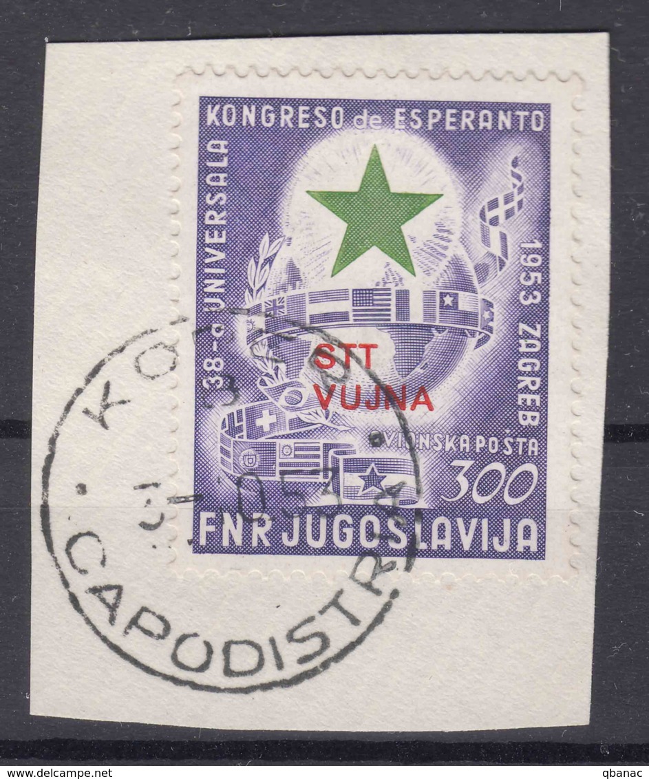 Italy Yugoslavia Trieste Zone B, 1953 Airmail Esperanto Mi#104 Sassone#A20 Used Cut Square - Used