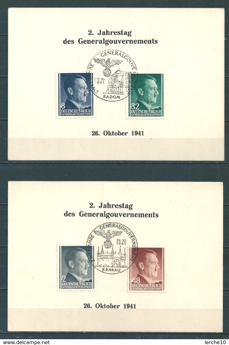 Generalgouvernement - 5 Karten Jahrestag 1941, Radom, Lemberg, Krakau, Lublin Und Warschau - Occupation 1938-45