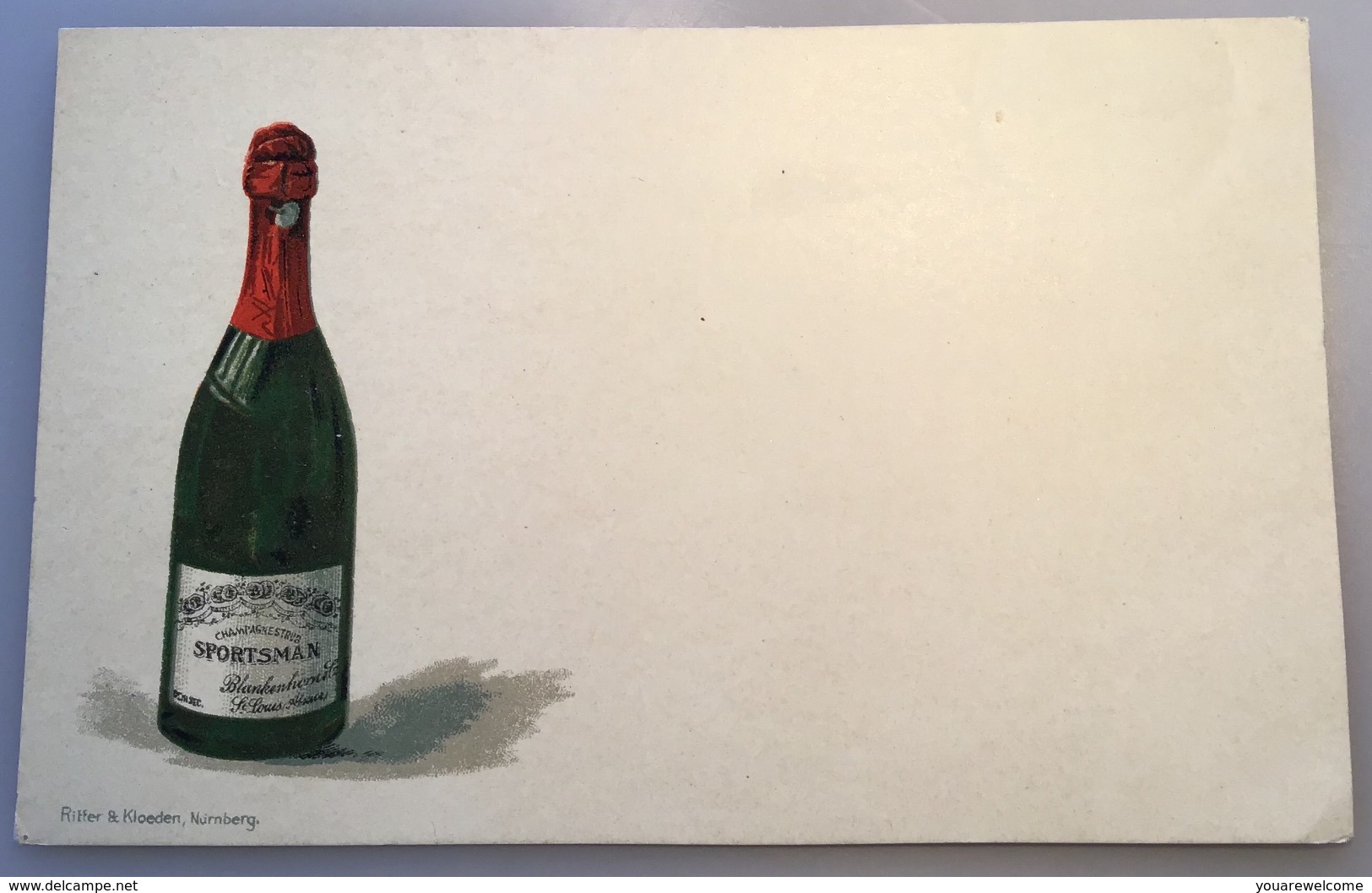 Alsace Entier Postal TSC 1895 5Pf "CHAMPAGNE SPORTSMAN ST LOUIS ALSACE"(vin Wine Sekt Deutsches Reich PP Ganzsache - Enteros Privados