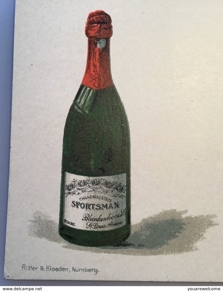 Alsace Entier Postal TSC 1895 5Pf "CHAMPAGNE SPORTSMAN ST LOUIS ALSACE"(vin Wine Sekt Deutsches Reich PP Ganzsache - Privatganzsachen