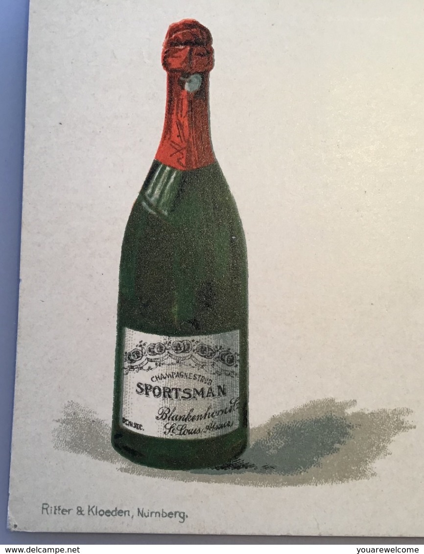 Alsace Entier Postal TSC 1895 5Pf "CHAMPAGNE SPORTSMAN ST LOUIS ALSACE"(vin Wine Sekt Deutsches Reich PP Ganzsache - Enteros Privados