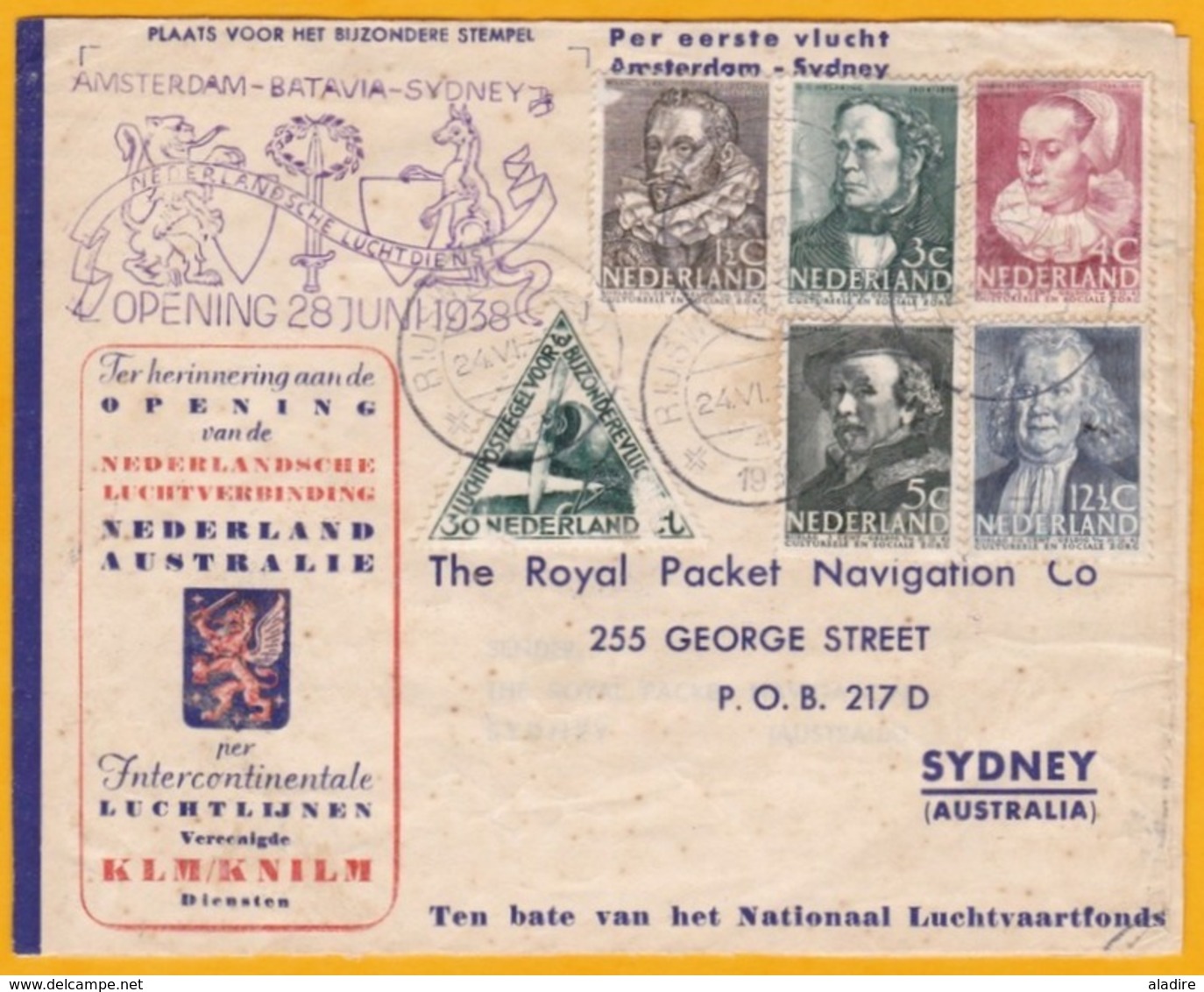 1938 - Raid Aéropostal Amsterdam, Hollande-Batavia, Djakarta, Indonésie - Sydney, Australie ET RETOUR !!! - Airmail