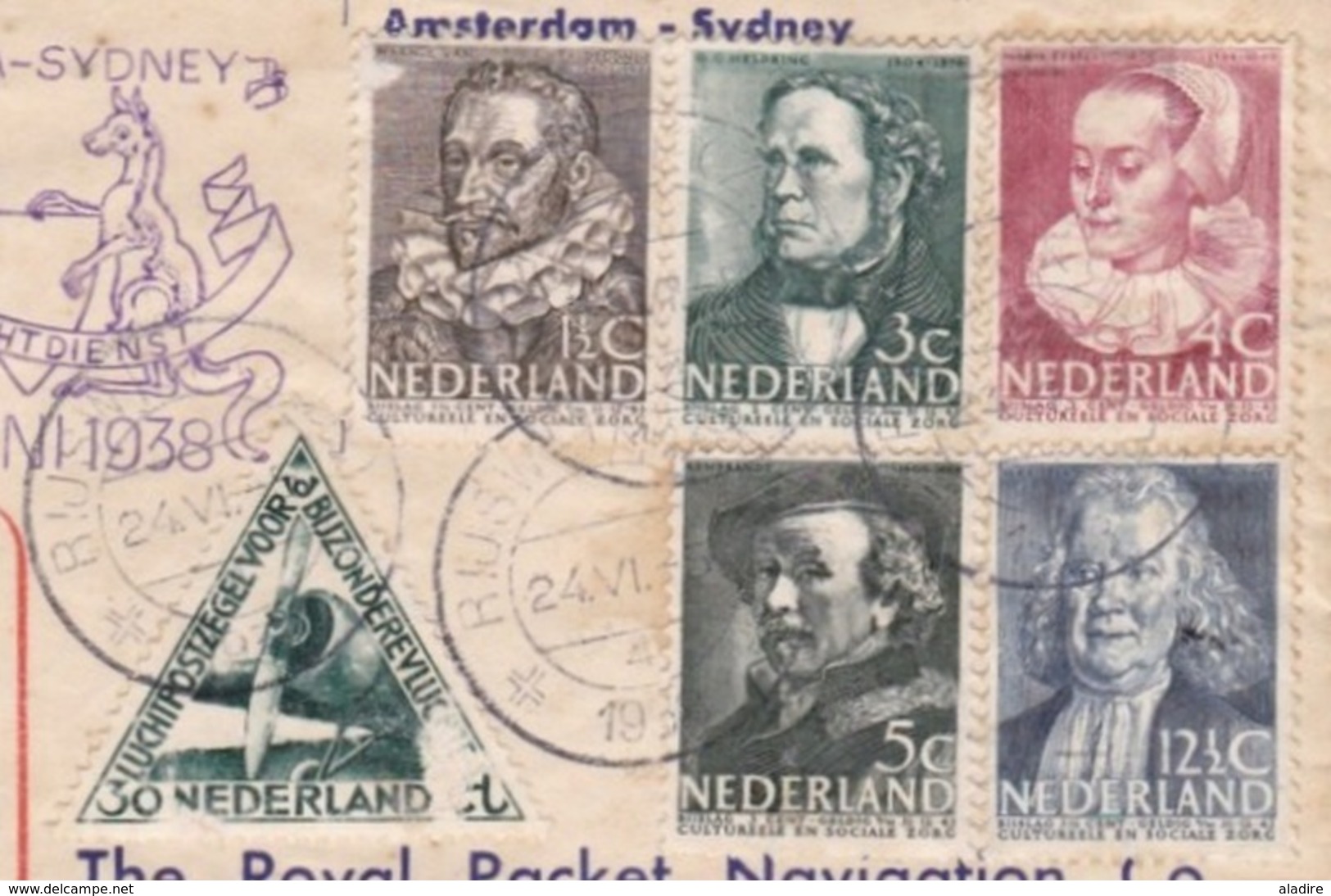 1938 - Raid Aéropostal Amsterdam, Hollande-Batavia, Djakarta, Indonésie - Sydney, Australie ET RETOUR !!! - Airmail