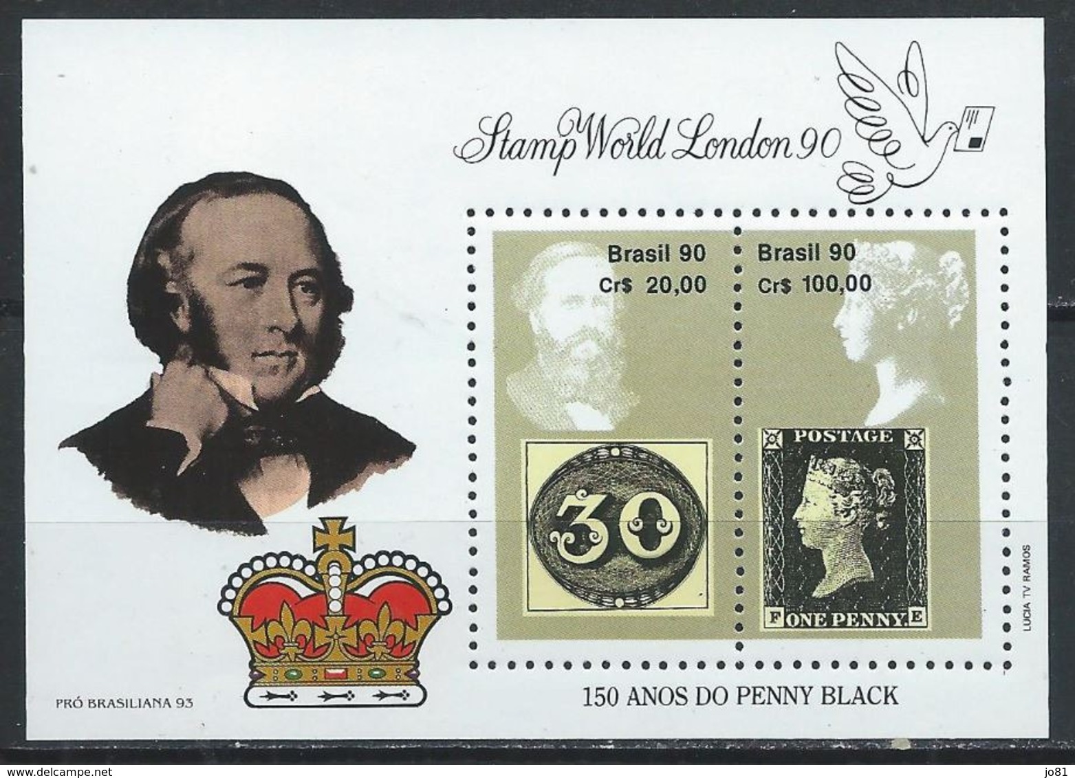 Brésil YT Bloc 82 XX / MNH Rowland Hill Timbre Sur Timbre - Blocs-feuillets