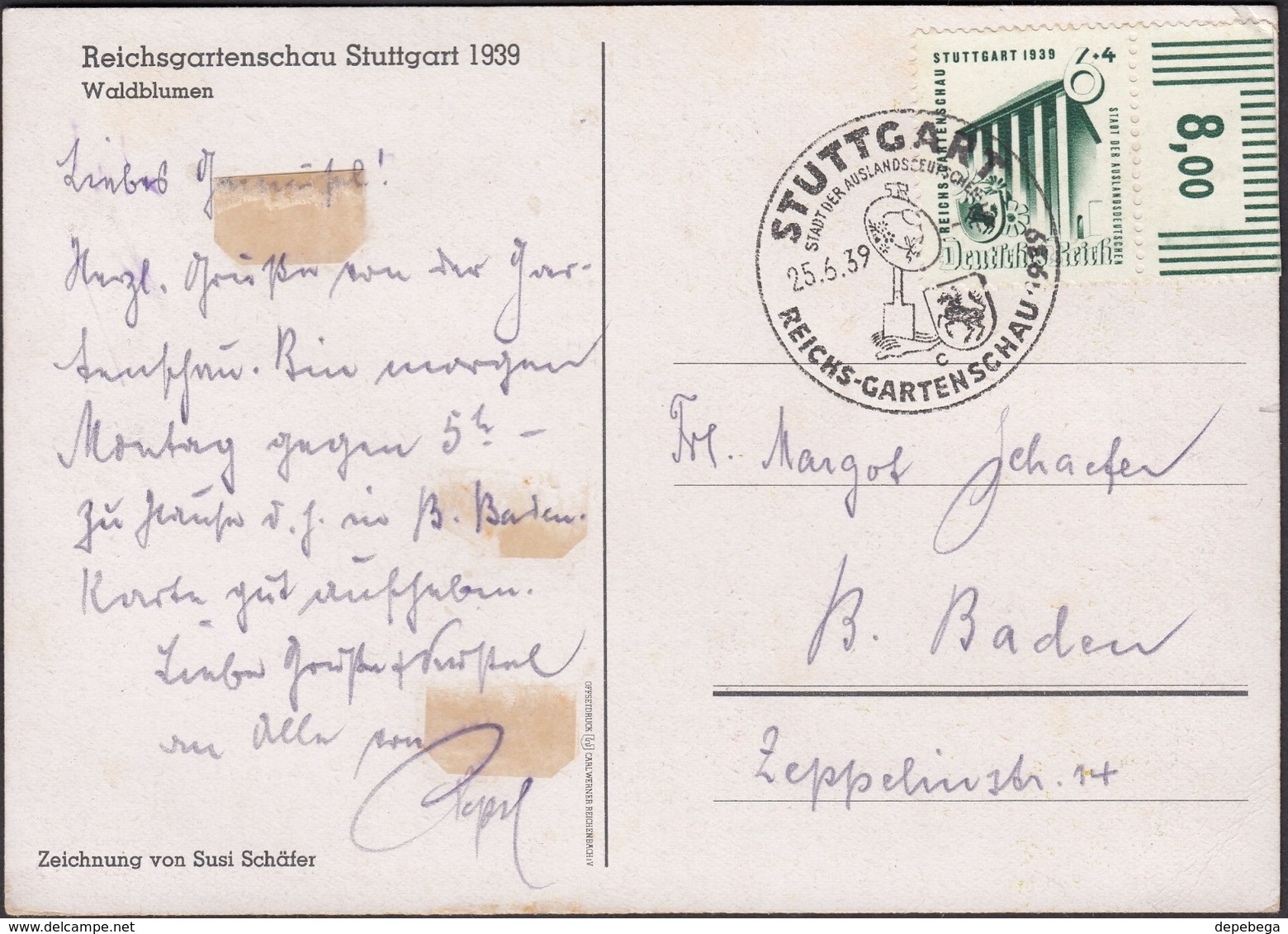 Germany - DR Sonderpostkarte 'Reich-Gartenschau STUTTGART', Mi. 692 EF + SST. Stuttgart 25.3.1939. - Brieven En Documenten