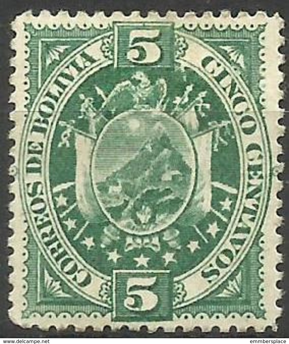 Bolivia -  1897 Coat Of Arms 5c Thick Paper MH  Sc 42 - Bolivië