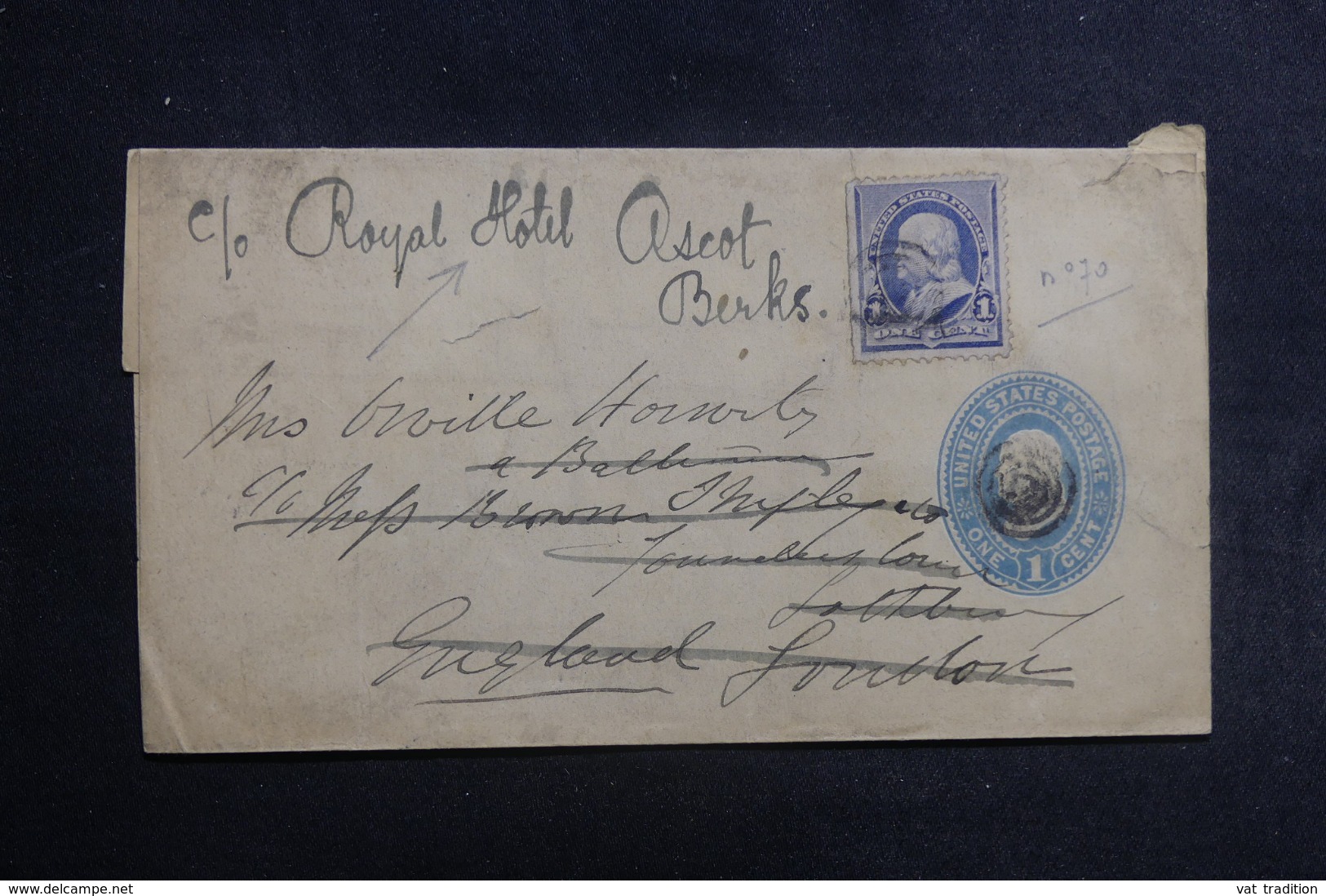 ETATS UNIS - Entier Postal + Complément Pour L 'Hôtel Royal à Ascot Au Royaume Uni En 1891 - L 42020 - ...-1900