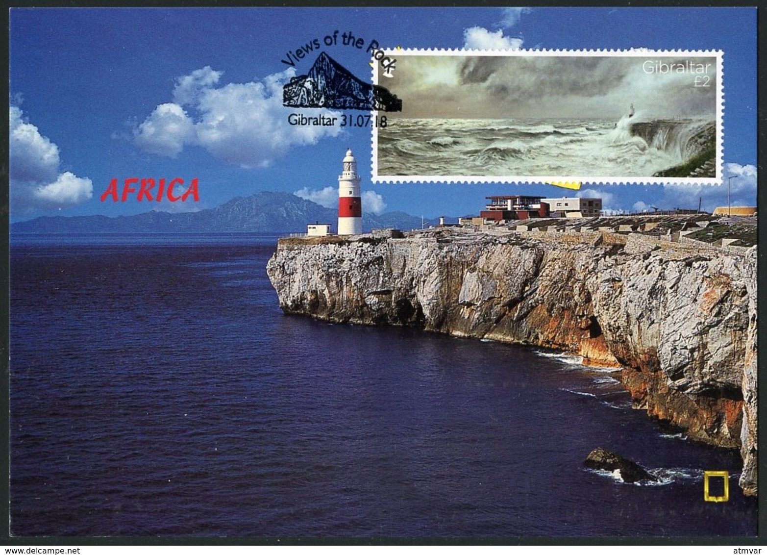 GIBRALTAR (2018). Carte Maximum Card - Europa Point, Trinity Lighthouse, Leuchtturm, Faro - Views Of The Rock - Gibraltar