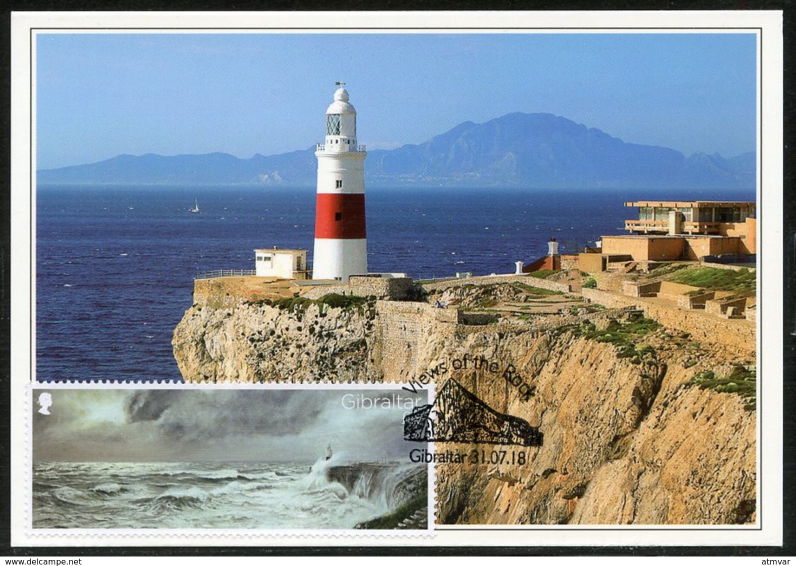 GIBRALTAR (2018). Carte Maximum Card - Europa Point, Trinity Lighthouse, Leuchtturm, Faro - Views Of The Rock - Gibraltar