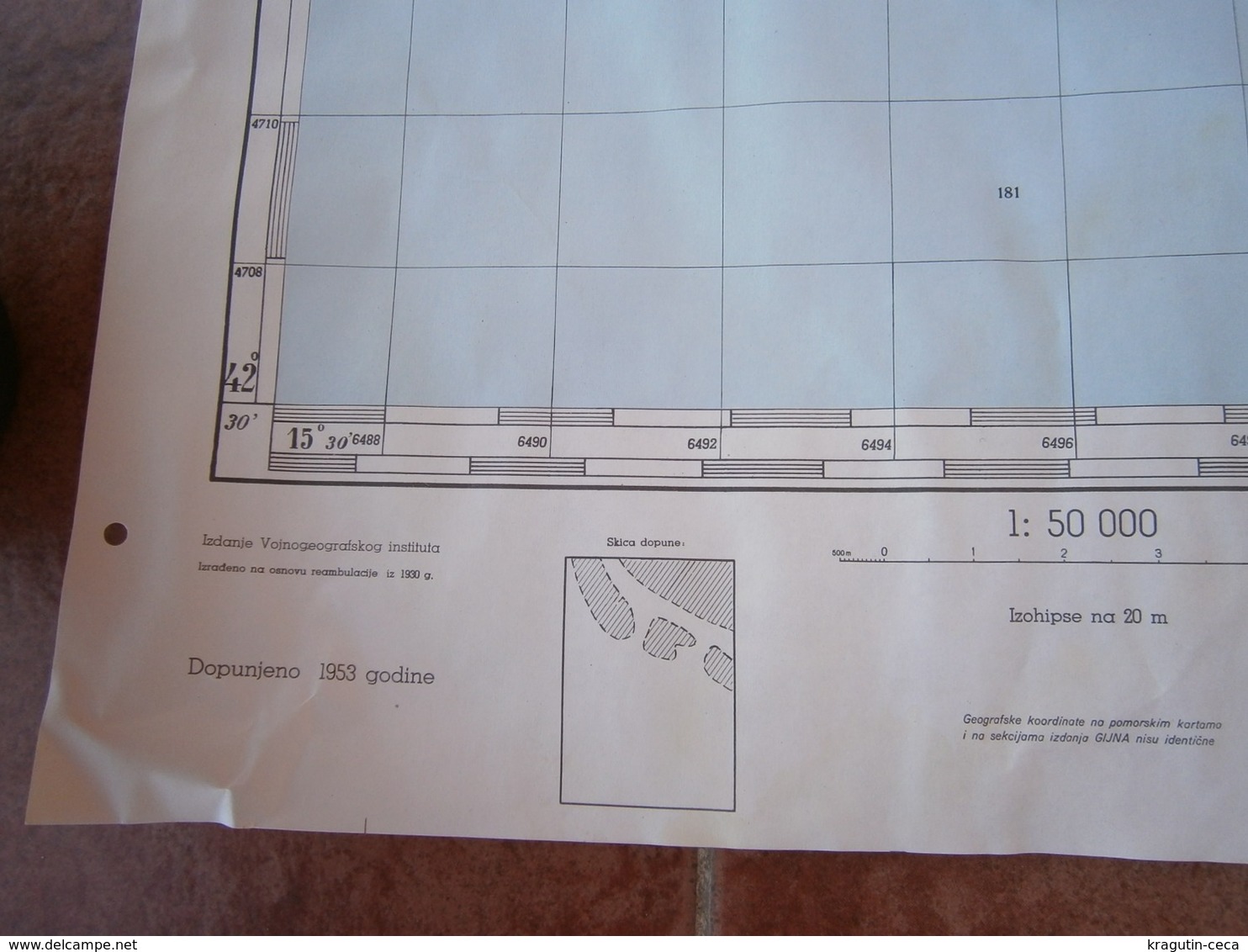 1956 DUBROVNIK CROATIA ADRIATIC SEA JNA YUGOSLAVIA ARMY MAP MILITARY CHART PLAN Lopud šipan KOLOČEP OSIJNIK Orašac - Cartes Topographiques