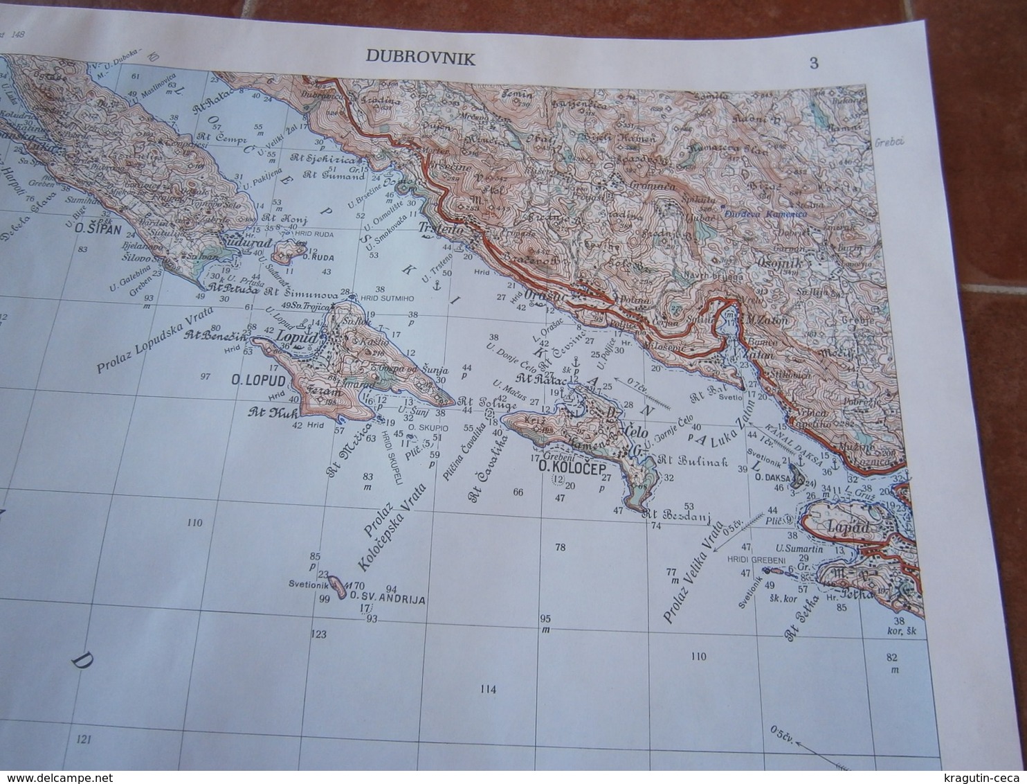 1956 DUBROVNIK CROATIA ADRIATIC SEA JNA YUGOSLAVIA ARMY MAP MILITARY CHART PLAN Lopud šipan KOLOČEP OSIJNIK Orašac - Topographical Maps